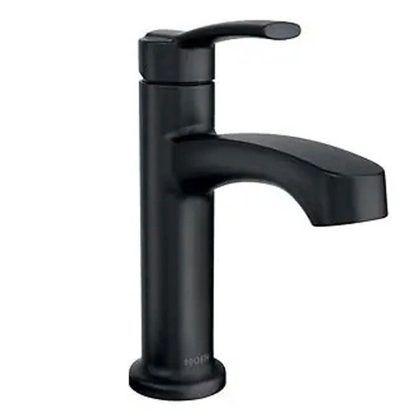 Moen 84484BL Laken 1 Handle One Hole Bathroom Faucet With Drain Matte